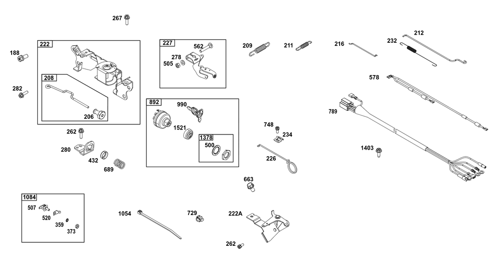 Controls Group Diagram and Parts List for 356447-0698-F1 200000 - 399999 Briggs and Stratton Engine